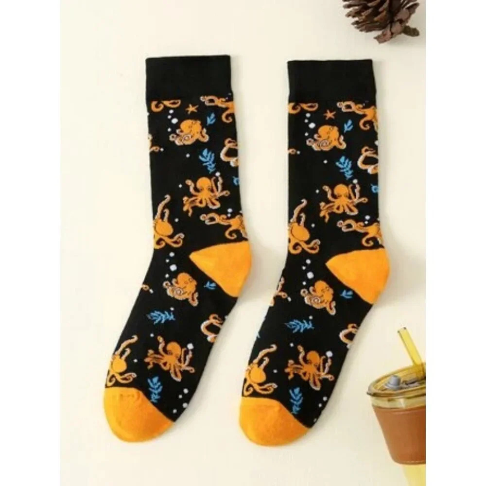 Octopus Pattern Crew Socks for Women